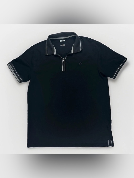 Dkny Other - DKNY Men's Polo Shirt M Black/White Geometric Knit 1/4 Zip Short Sleeve